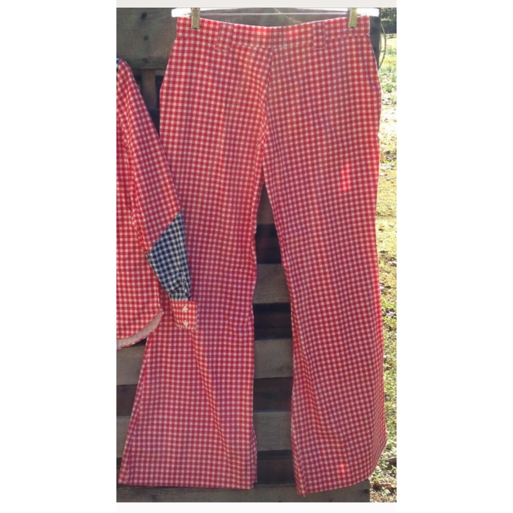 Vintage 1960’s Red Gingham Flare Bell Bottom pants - Picture 4 of 6